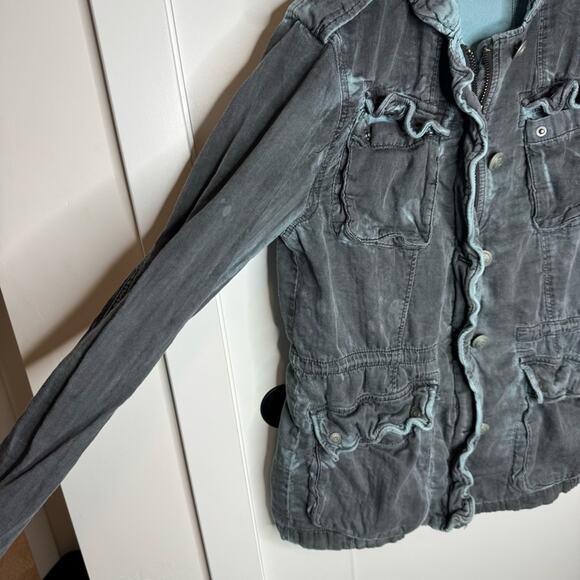 Free People Double Cloth Blue Gray Dye Zip Utility Jacket Size XS - Picture 4 of 6